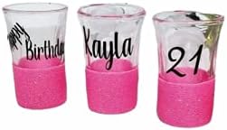 Birthday Shot Glass, Glitter base shot glass, Happy Birthday glass, Party Shot glass, Novelty Shot Glasses