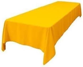 LA Linen Polyester Poplin Washable Rectangular Tablecloth, Stain and Wrinkle Resistant Table Cover 60x120, Fabric Table Cloth for Dinning, Kitchen, Party, Holiday 60 by 120-Inch, Yellow Dark