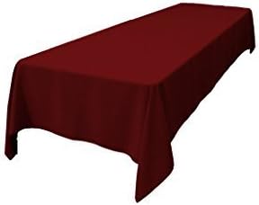 LA Linen Polyester Poplin Washable Rectangular Tablecloth, Stain and Wrinkle Resistant Table Cover 60x126, Fabric Table Cloth for Dinning, Kitchen, Party, Holiday 60 by 126-Inch, Burgundy