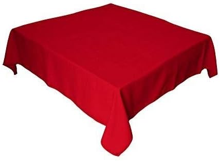 LA Linen Polyester Poplin Washable Square Tablecloth, Stain and Wrinkle Resistant Table Cover 52x52, Fabric Table Cloth for Dinning, Kitchen, Party, Holiday 52 by 52-Inch, Red