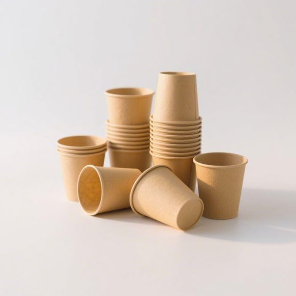 5 oz 300 Pack Disposable Coffee Cups, Bulk Brown Disposable Paper Cups, Coffee Cups for Hot Tea, Chocolate and Cold Drinks