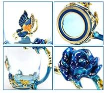 1 Set Coffee Cup Tea Mug with Spoon Set Handmade Enamel Butterfly Flower for Women Man，Father's Day, Mother's Day, Valentine's Day gifts (2 Pack)
