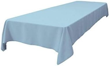 LA Linen Polyester Poplin Washable Rectangular Tablecloth, Stain and Wrinkle Resistant Table Cover 60x144, Fabric Table Cloth for Dinning, Kitchen, Party, Holiday 60 by 144-Inch, Blue Light