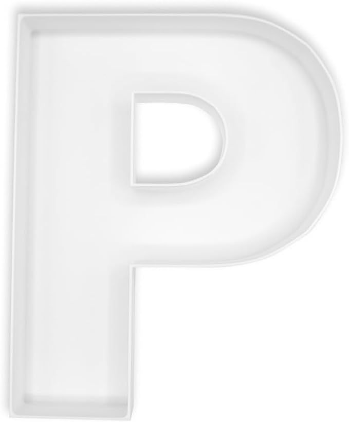 10" Reusable Plastic Box Form Tray Display for Treats, Charcuterie, Cake Pop, Candy, Charcuterie Box, Custom Charcuterie Letters Fillable - Reusable Letter Box - (White Plastic, P)