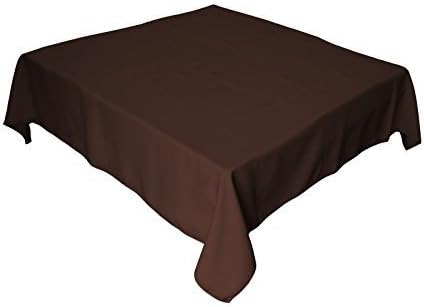 LA Linen Polyester Poplin Washable Square Tablecloth, Stain and Wrinkle Resistant Square Table Cover 52x52, Fabric Table Cloth Square for Dining, Kitchen, Party, Holiday 52 by 52-Inch, Brown