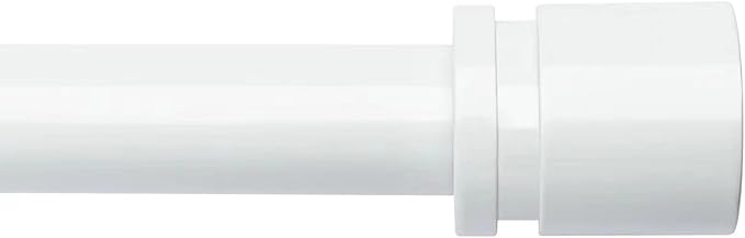 Curtain Rods for Windows 16 to 144 Inches Adjustable Length 1 Inch Diameter Window Curtain Rod with Aluminium End Cap, White