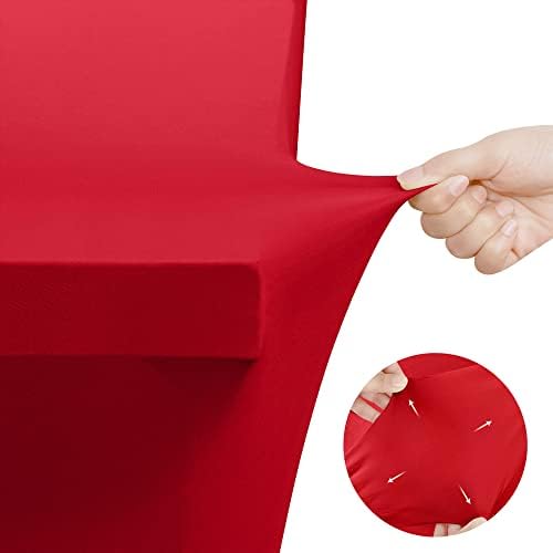Utopia Kitchen Spandex Tablecloth 10 Pack [6FT, Red] Tight, Fitted, Washable and Wrinkle Resistant Stretch Table Cloth Rectangle Cover for Trade Show, Weddings & Parties [72Lx30Wx30H Inch]