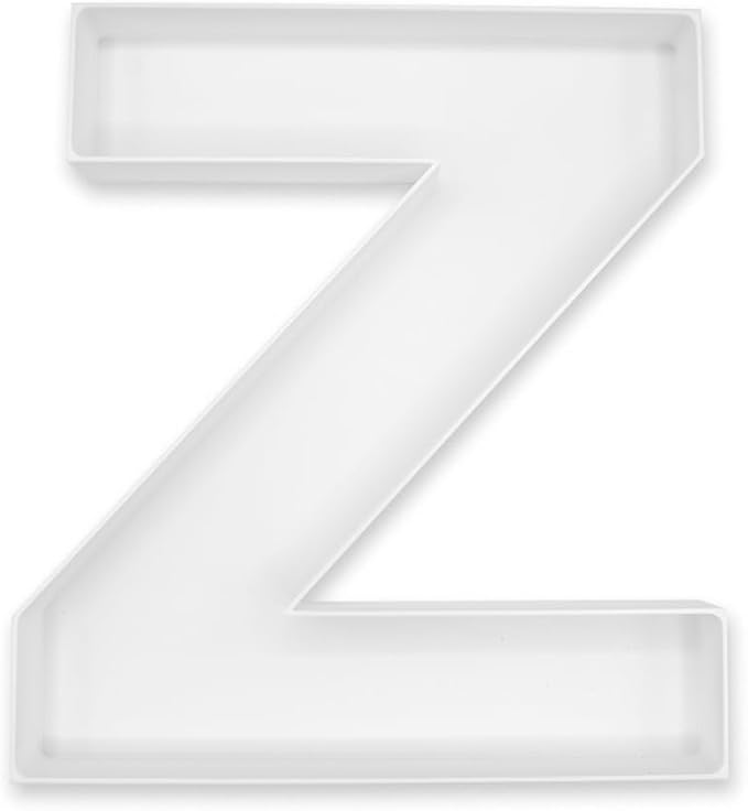 10" Reusable Plastic Box Form Tray Display for Treats, Charcuterie, Cake Pop, Candy, Charcuterie Box, Custom Charcuterie Letters Fillable - Reusable Letter Box - (White Plastic, Z)