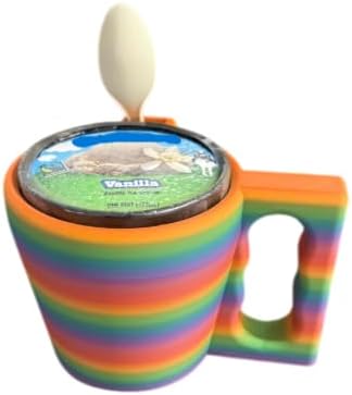 Ice Cream Pint Holder with Ergonomic Handle and Spoon Slot – No More Cold Hands or Mess – Fits Standard 16oz Pints – Colorful and Functional – Push-Up Base for Easy Removal (White)