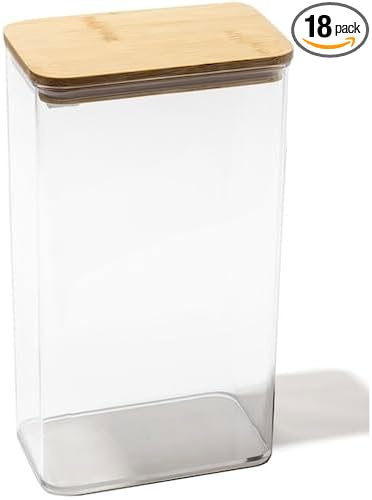 BINO | Food Storage Containers with Bamboo Lids, 5.7 Qt/5.4 Liter - 18 Pack | THE SNAP+ COLLECTION | Airtight Food Storage Containers with Lids Pantry Organization BPA-Free Containers for Organizing