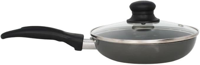 IMUSA 7in Chef-Cera Aluminum Gray Ceramic Fry Pan with Glass Lid and Cool Touch Handle, Gray - Imusa
