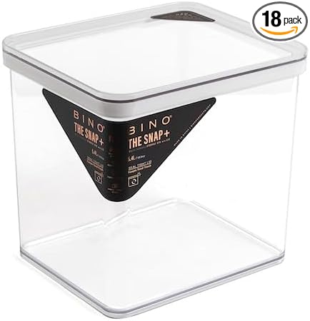 BINO | Food Storage Containers, 5.7 Qt/5.4 Liter - 18 Pack | THE SNAP+ COLLECTION | Airtight Food Storage Containers with Lids | Pantry Organization | BPA-Free | Containers for Organizing