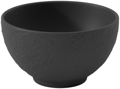 Villeroy & Boch Manufacture Rock Small Rice Bowl, Premium Porcelain, Made in Germany, 6.75 oz, Matte Black