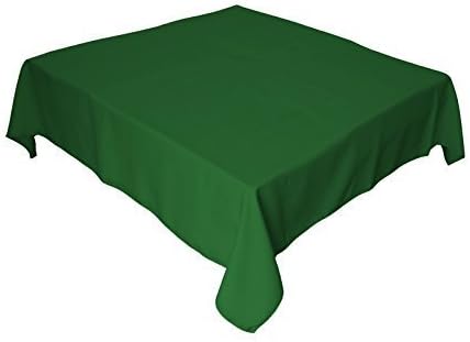 LA Linen Polyester Poplin Washable Square Tablecloth, Stain and Wrinkle Resistant Square Table Cover 52x52, Fabric Table Cloth Square for Dining, Kitchen, Party, Holiday 52 by 52-Inch, Emerald Green