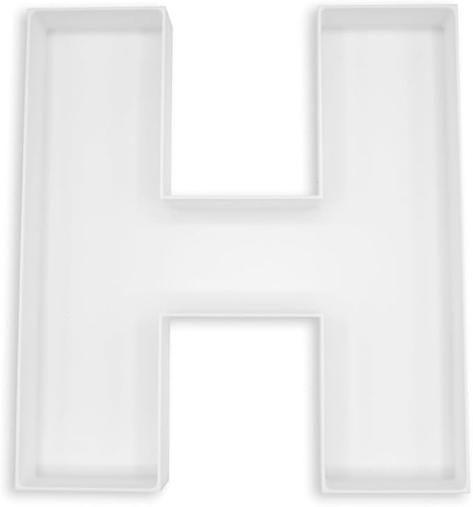 10" Reusable Plastic Box Form Tray Display for Treats, Charcuterie, Cake Pop, Candy, Charcuterie Box, Custom Charcuterie Letters Fillable - Reusable Letter Box - (White Plastic, H)