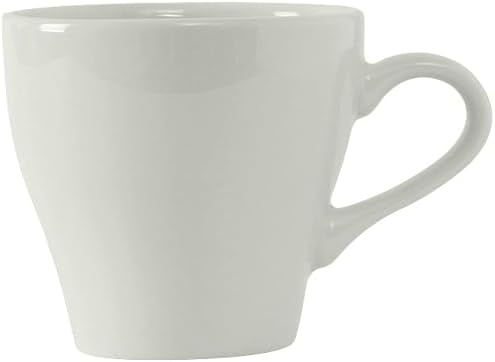 Tuxton China BPF-0808 Cappuccino Cup, 8 oz., 3-1/2" Diameter x 3-1/4"H, Microwave and Dishwasher Safe, Oven Proof, Fully Vitrified, DuraTux, Europa, Porcelain White, Pack of 24