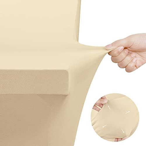 Utopia Kitchen Spandex Tablecloth 10 Pack [6FT, Champagne] Tight, Fitted, Washable and Wrinkle Resistant Stretch Table Cloth Rectangle Cover for Trade Show, Weddings & Parties [72Lx30Wx30H Inch]