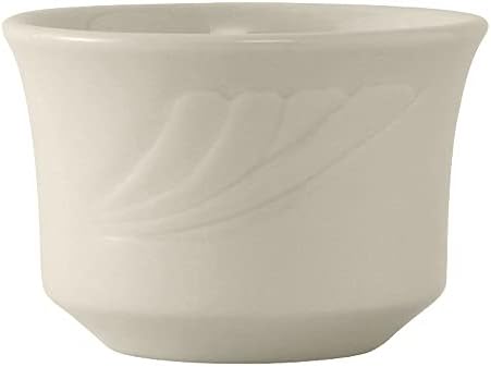 Tuxton China YEB-0752 Bouillon, 7 oz., 3-5/8" Dia. x 2-1/2" H, Round, Embossed, Microwave & Dishwasher Safe, Oven Proof, Fully vitrified, Lead-Free, Ceramic, TuxCare, Healthcare, Case of 36