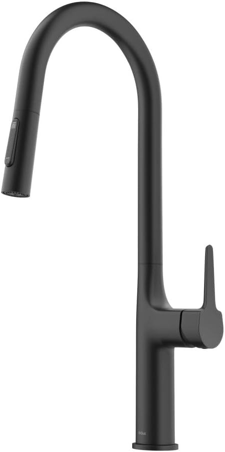 KRAUS Oletto Tall Modern Pull-Down Single Handle Kitchen Faucet in Matte Black, KPF-3101MB