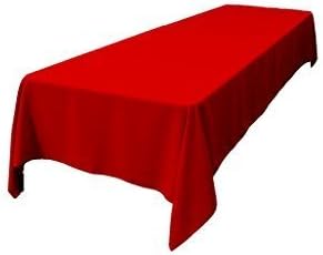LA Linen Polyester Poplin Washable Rectangular Tablecloth, Stain and Wrinkle Resistant Table Cover 60x126, Fabric Table Cloth for Dinning, Kitchen, Party, Holiday 60 by 126-Inch, Red