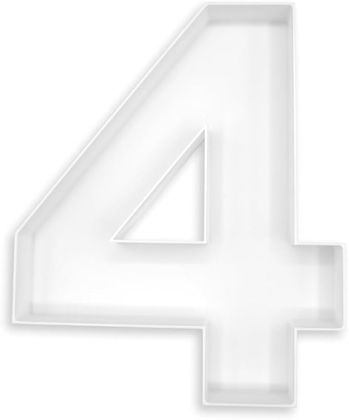 10" Reusable Plastic Box Form Tray Display for Treats, Cake Pop, Candy, Charcuterie, Custom Charcuterie Letters Fillable - Reusable Letter Box - (White Plastic, 4)