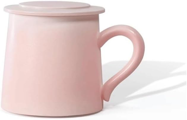 Mugs Mellow Aroma Coffee Mug with Lid Office Tea Water Cup Dormitory Breakfast Cereal Mug 12.3oz Pink Milk Tea Cup for Latte, Hot Tea, Milk