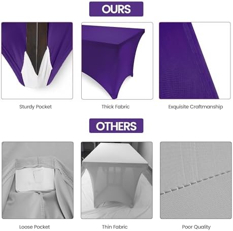 Utopia Kitchen Spandex Tablecloth 1 Pack [6FT, Purple] Tight, Fitted, Washable and Wrinkle Resistant Stretch Rectangular Patio Table Cover for Event, Wedding, Banquet & Parties [72Lx30Wx30H Inch]