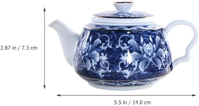 Luxshiny Vintage Porcelain Teapot 6.7Oz Ceramic Tea Kettle with Built-in Filter Blue and White Chinese Style Tea Pot for Home and Office Brewing Red Pu Er