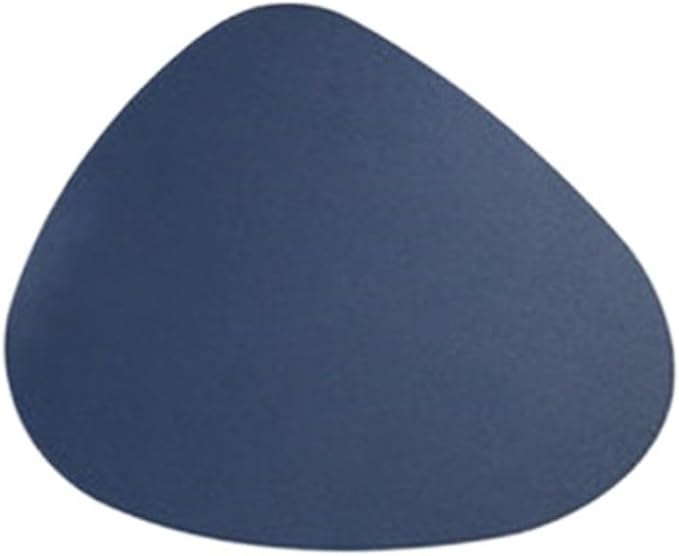 Oval PU Leather Coaster Cup Mat Waterproof Heat-Insulated Pad Drink Holder Desktop Decoration Chic Placemat(Dark Blue)