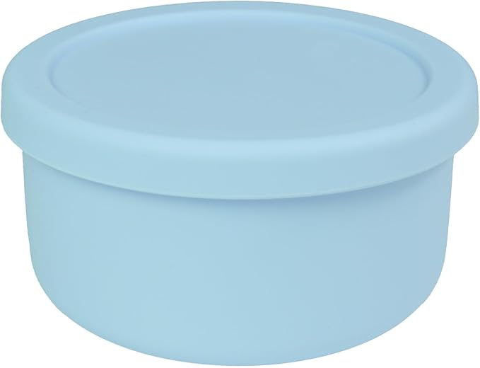 24fl oz (700ml) Silicone Food Storage Containers,Round Bowls with Lids - Meal Prep Containers for Kitchen Serving, Salad & Lunch - Airtight, Microwave/Fridge/Dishwasher Safe, BPA-Free (Baby blue)