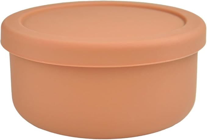 24fl oz (700ml) Round Silicone Food Storage Containers with Lids, Meal Prep, Salad & Lunch Bowls Leftovers - Airtight Leak-Proof, BPA-Free - Microwave/Fridge/Dishwasher Friendly Kitchen Office (Brown)