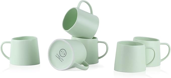 Stone Lain Delilah Mug 6-Piece Dish Set, Porcelain, Lime Green