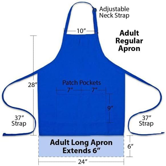Personalized Adult Apron for Dad, Men Women Embroidered Head Chef Design Customizable 2 Pocket Apron