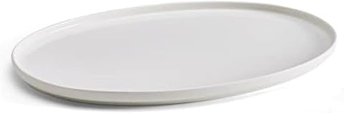 Mikasa Samantha Oval Bone China Lightweight Chip Resisant Serving Tray, 14 Inch, White