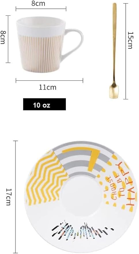 Mirror Cups and Saucers, Mirror Reflection coffee mug, Ceramic Coffee Mug with Saucer Set, Tea Cups and Saucers Sets for Women Wedding Party Afternoon Tea （M-Horse）