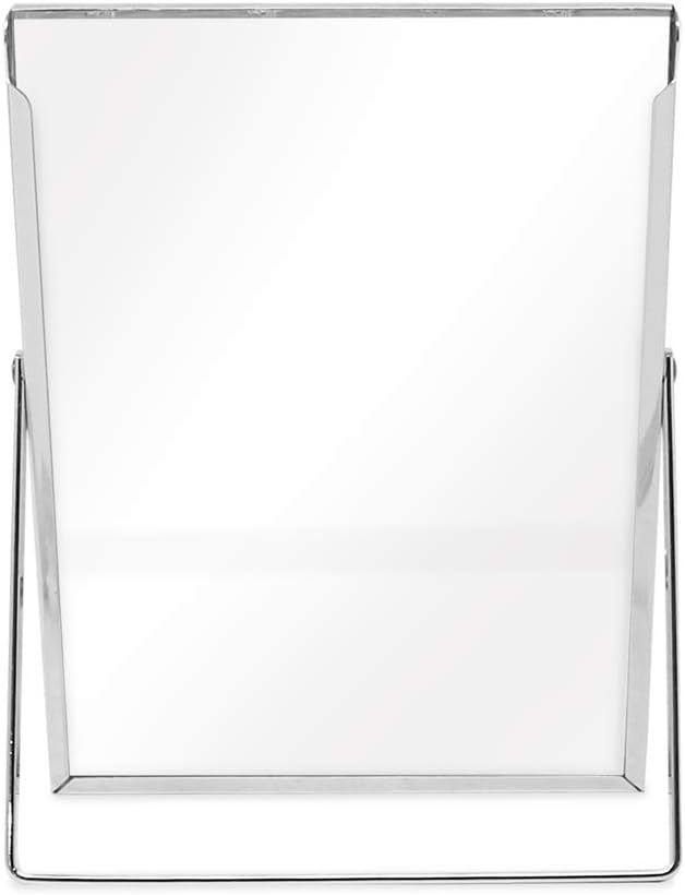 Laura Ashley 5x7 Silver Bamboo Metal Picture Frame (Vertical) with Pull-Out Easel Stand, Made for Tabletop, Counterspace, Shelf and Desk