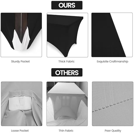 Utopia Kitchen Spandex Tablecloth 1 Pack [4FT, Black] Tight, Fitted, Washable and Wrinkle Resistant Stretch Rectangular Patio Table Cover for Event, Wedding, Banquet & Parties [72Lx30Wx30H Inch]
