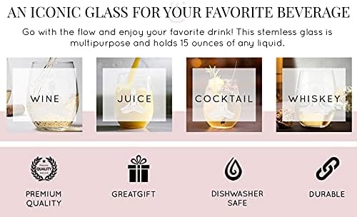 C M Buddha Engraved Stemless Wine Glass - 1 Piece - Let That Sh*t Go Funny Yoga Stemless Wine Glass, 17 oz - Gift for Him or Her - Funny Yoga Gift for Women and Men