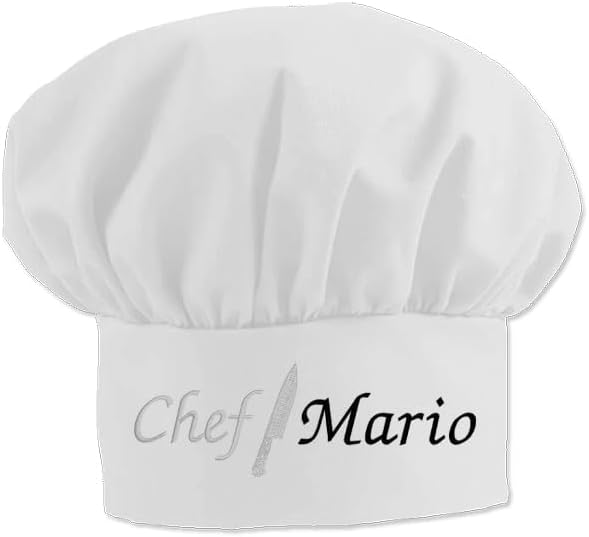 Made in USA Personalized Chef Hat with Custom Embroidery for Adults and Kids Cooking BBQ Gift Add a Name to Chef Knife Design