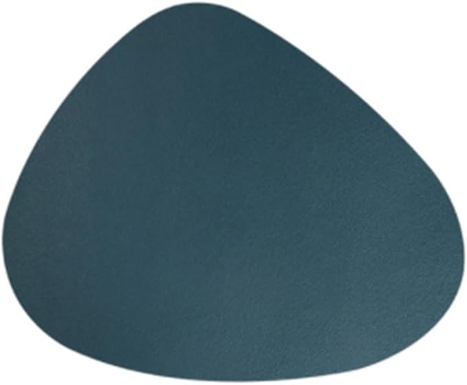 Leather Droplet Shape Mat Coaster Solid Color Heat Coffee Placemat Minimalist Non-Slip Table Mat Kitchen Accessories(Dark Green)