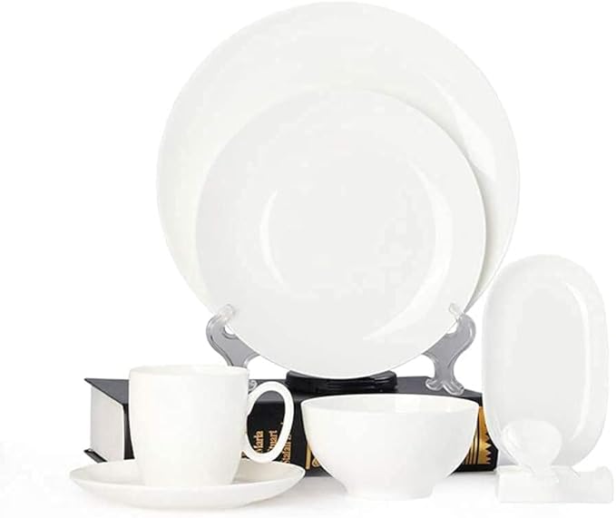Dinnerware Set, Plates and Bowls Sets, Tableware Set Dish Dinner Plates Dinner Set Dinner Service For1/2/4/10/16 People,White-128 PCS(8 PCS(1 Set))