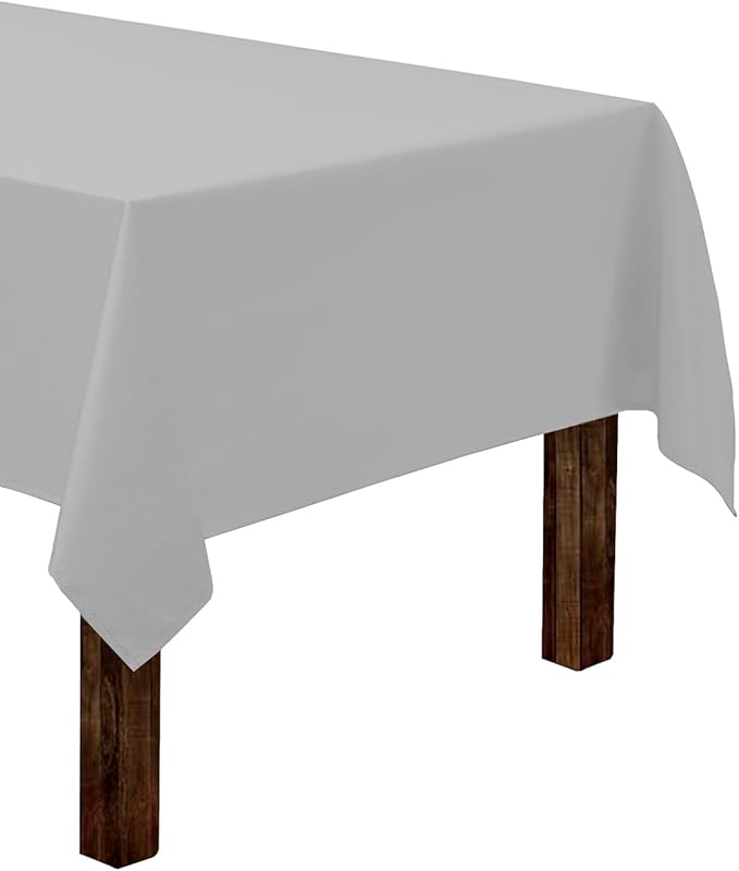 Gee Di Moda Rectangle Tablecloth - 60 x 102 Inch Silver Table Cloth for 6 Foot Rectangle Tables - Heavy Duty Washable Fabric - for Holiday Party, Dinner, Weddings, Baby Shower & Events
