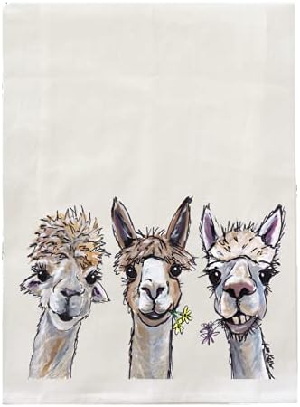 Alpaca Tea Towel - Trio of Alpacas Flour Sack Towel - Alpaca Kitchen Towel - Alpaca Lover Gifts - Alpaca gifts for mom - Handmade - Farmhouse Kitchen Decor - Llama towel - Llama gifts