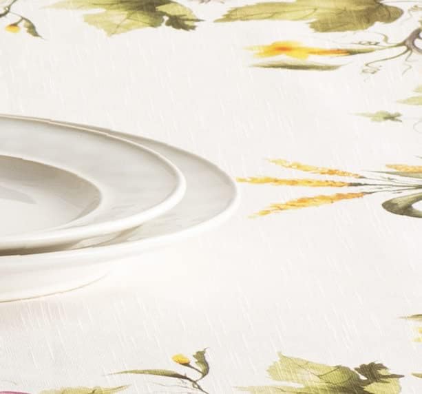 Maison d' Hermine Table Cloth Rectangle Table 100% Cotton 70 x 108 Inches Fall Tablecloth Reusable Everyday Use for Thanksgiving Christmas Decorations Dining Farmhouse (Pumpkin Garden - Cloudy Cream)