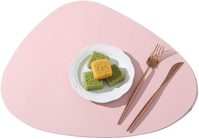 Leather Placemat Tableware Pad Oil Water Heat Insulation Non-Slip Tablemat Coaster for Kitchen Cup(Pink)