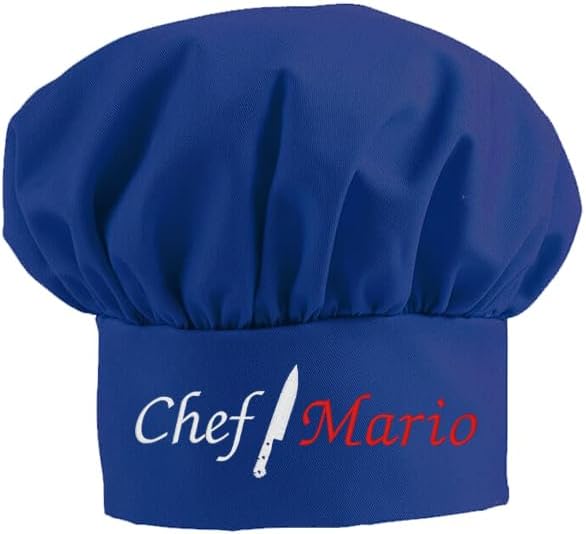 Made in USA Personalized Chef Hat with Custom Embroidery for Adults and Kids Cooking BBQ Gift Add a Name to Chef Knife Design