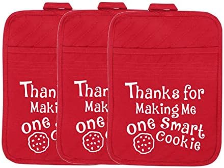 Teacher Appreciation Gift for Women - Thank You Present Potholder - One Smart Cookie Oven Mitt - Set of 2 (One Smart Cookie 3 pack)