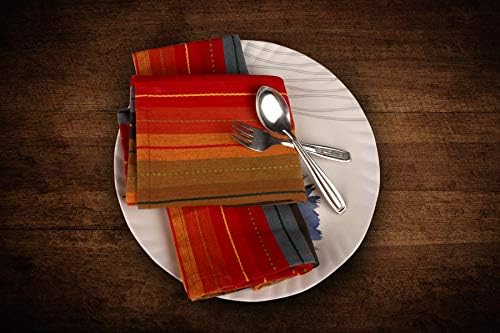 Urban Villa Kitchen Towels 100% Cotton Dish Towels for Kitchen (Set of 3) 20"x30" Highly Absorbent Kitchen Linen Set with Hanging Loop Dish Cloths Perfect for Drying Dishes Cleaning Towels - Red Multi