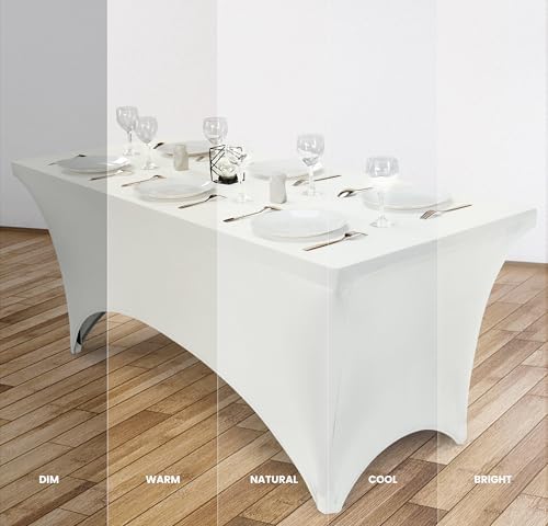 Utopia Kitchen Spandex Tablecloth 1 Pack [8FT, White] Tight, Fitted, Washable and Wrinkle Resistant Stretch Rectangular Patio Table Cover for Event, Wedding, Banquet & Parties [96Lx30Wx30H Inch]