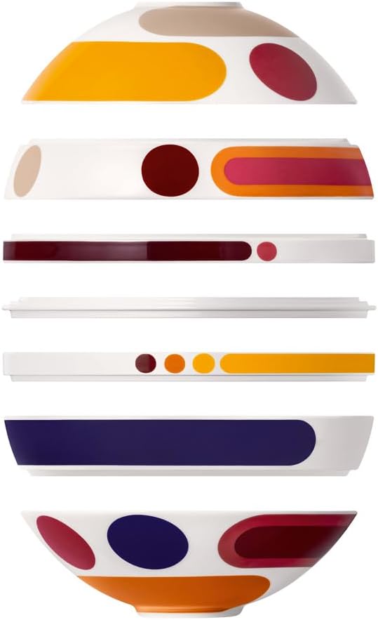 Villeroy & Boch Iconic Collection La Boule Miami, 7-Piece Dinnerware Set for 2, Premium Porcelain, Made in Germany, Dishwasher Safe, 9.5 x 9 in, Multi-colored